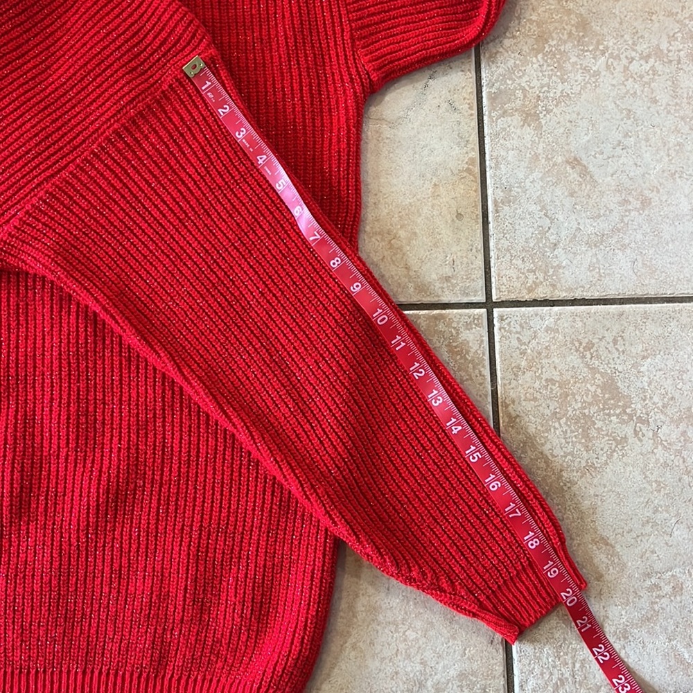 Vintage 90s Made in USA Objectivity Red V-neck Sweater, Sz Large - Picture 8 of 8